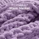 Negwoo Chunky Knit Throw Blanket, 30''*40'' Knitted Throw Chenille Yarn for Bed Couch, Handmade Light Purple Crochet Big Thick Blanket, Machine Washable Cute Comfy Blanket for Home Decor