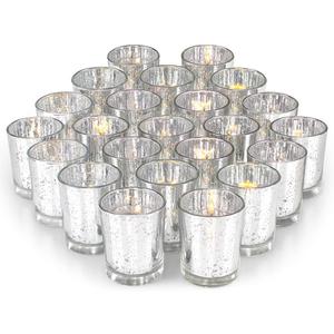 Volens Silver Party Decorations 72pcs, Mercury Glass Votive Candle Holders Set for Wedding, Bridal and Baby Shower