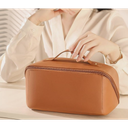 Personalized Makeup Bag for Women - Customized Large Travel Cosmetic Bag with Initial and Name - Premium PU Leather Toiletry Bag with Compartments and Handle for Travel Essentials & Gifts