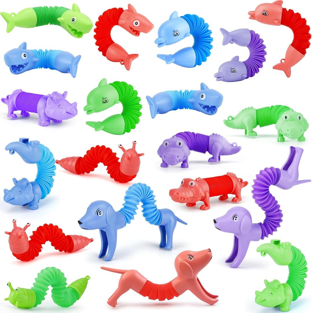 Easter Basket Stuffers for Toddlers Kids, 20 PCS Animal Pop Tubes Travel Toys,Party Favors,Classroom Prizes,Carnival Prizes,Piata Stuffers,Stress Relief Sensory Toys for Kids 3-8