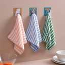 2 x Kitchen Dish Cleaning Cloth, 3-Pack Coral Fleece Absorbent Hand Towels with Pineapple Pattern, Small Square Hanging Dishcloth for Sink and Counter