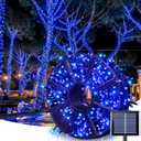 JMEXSUSS 600 LED Blue Solar Christmas Lights, 206.7ft Blue Christmas Lights Outdoor Waterproof, 8 Modes Solar Light Outdoor for Yard Patio Tree Garden Party Bushes Xams Decorations