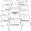 30 Pieces Glass Food Storage Containers with Upgraded Snap Locking Lids,Glass Meal Prep Containers Set - Airtight Lunch Containers, Microwave, Oven, Freezer and Dishwasher Friendly (White)