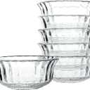 HillSpring Small Glass Bowls for Dessert, Snack, Fruit, or Nuts, 4.5" Textured Bowls Set for Kitchen Prep, 9.5 ounce Capacity Dip Bowls, Portion Control Bowls, Set of 6 