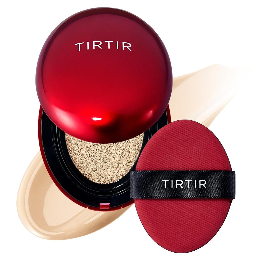 TIRTIR Mask Fit Red Cushion Foundation | Full coverage, Weightless, Skin fit, Satin Glow Finish, Korean Makeup, beauty, Tattoo cover up, Buildable (#17W French Vanilla, 0.63 Fl Oz)