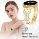 Bling Band with Case Compatible for Samsung Galaxy Watch 8 40mm 44mm, Women Diamond Butterfly Metal Bracelet Rhinestone Strap with Protector Case