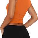 REORIA Butsmooth Women's Square Neck Going Out Crop Tops Double Lined Cute Basic Tank Tops 2026 Clothes (Orange, XXL)