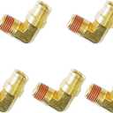 Push-to-Connect Pneumatic Fittings Set - 3/8" Tube OD x 1/8" NPT Male DOT Air Brake Line Fittings, 5pcs Brass Air Hose Quick Connect Fitting
