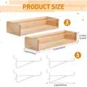 Marsui 2 Pcs Wooden Pegboard Shelf with Acrylic 12.2 x 3.94 Inch Wood Display Shelves Brackets with Metal Hooks Heavy Duty Pegboard Accessories for Storage and Organization
