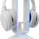 Tilted Nation Gaming Headphone Stand | RGB Headset Stand White | Headset Holder for Desk with Mouse Bungee and USB Hub | The Ultimate Gaming Accessories for Gamers for PS5, Xbox, PC - White