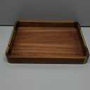 Acacia Wood Serving Tray with Handles, 17x13 Inch Ottoman Tray for Coffee Table,Candle Display,Breakfast in Bed, Large Wooden Decorative Tray with Non-Slip Pads, for Kitchen, Dining, Home Decor