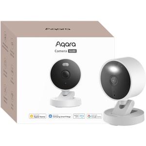 Aqara G100, 2K Indoor/Outdoor Security Camera, HomeKit Secure Video, 2-Way Audio, Spotlight Color/IR Night Vision, AI Detection, 140 FOV, Wi-Fi 6, Supports HomeKit, Alexa, Google and IFTTT, White