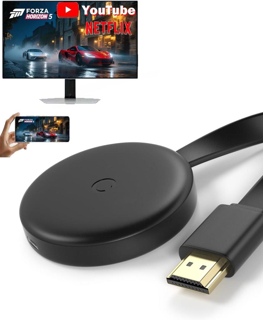 Koogold Wireless HDMI Display Dongle Adapter, 1080P/2.4G+5.8G, One-Click Mirroring Stream Video/Audio for Phone, i-Pad, Android, Windows/Laptop to HDTV/Projector/Monitor, Support Airplay/DLNA Miracast