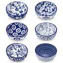 vancasso SELENE Ceramic 2.7 Oz Mini Dipping Bowls Set of 4  3 Inch Small Dip Bowls for Sauce, Soy Sauce, Sushi, Condiments & Side Dishes, Microwave & Dishwasher Safe, Vintage Blue