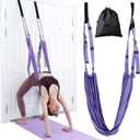Yoga Stretching Strap, Adjustable Height Leg Stretcher Waist Back Stretch Band Aerial Yoga, Anti-gravity Inversion Exercises Door Flexibility Tensile Trainer for Rehab Pilates Dance Splits (Purple)