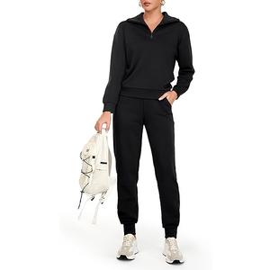 AFITNE Women's 2 Piece Outfits Sweatsuits Long Sleeve Tracksuit Casual Lapel Half Zip Sweatshirt Joggers Sweatpants Set, Size Small
