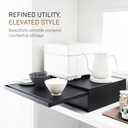 YAMAZAKI Home Tower Kitchen Countertop Organizer Appliance Stand with Drawer and Pull-Out Shelf – Steel Microwave Stand with Drawer, Modern Countertop Shelf Organizer, Black - Steel