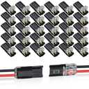 30PCS Double Wire Plug in Connector,Pluggable Low Voltage Wire Connector with Locking Buckle,Quick Disconnect Led Light Strip Connectors 2 Pin,No Wire Stripping Cutting 18-22AWG