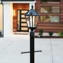 Gama Sonic Outdoor Solar Post Light, Black Aluminum, Royal Bulb, Rain Water Glass, Single Lamp with 3-inch Fitter for Lamp Posts Warm White LED, 98B012 (Upgraded Panel and Battery), Single Lamp Only - Post Mount