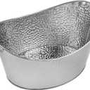 Frcctre 3 Gallon/12L Stainless Steel Beverage Tub, Large Galvanized Ice Bucket with Handles, Hammered Metal Drink Bucket Drink Chiller Champagne Buckets for Parties Weddings