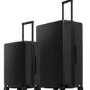 LEVEL8 Luggage Sets 2 Piece, 20/28 inch Hardshell Suitcases Sets, Lightweight Luminous Textured Hardside with Spinner Wheels, Tsa Lock, 2-Piece Set (20/28), Black