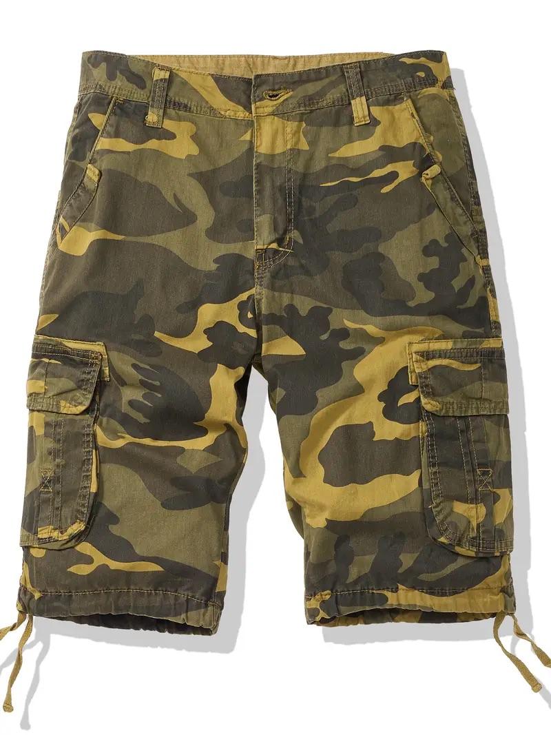 Men's Cotton Cargo Shorts, Short Trousers Work Shorts Jogging Men's Sweat Shorts Large Size Cheap Overalls Shorts Multi Pockets with Drawstring Comfortable Summer Surf Shorts, Size 31