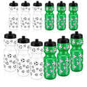Pack of 12 Water Bottle Bulk Reusable Sports Squeeze Water Bottles Ball Cup Accessories for Sports Party Favors Team Gifts Players for Gym Most Bike Cage (Soccer)