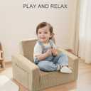 Toddle & Kids Chair,2-in-1 Soft Toddler Couches that Fold Out,Toddler Chairs Comfy 1-3 Years Old,Convertible Sofa to Lounge,Beige