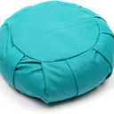Yoga Meditation Cushion with Washable Cover - Floor Cushion Pillow with Natural Buckwheat Filling - Soft Round Cotton Design for Meditating or Pranayama Exercises (Turquoise)