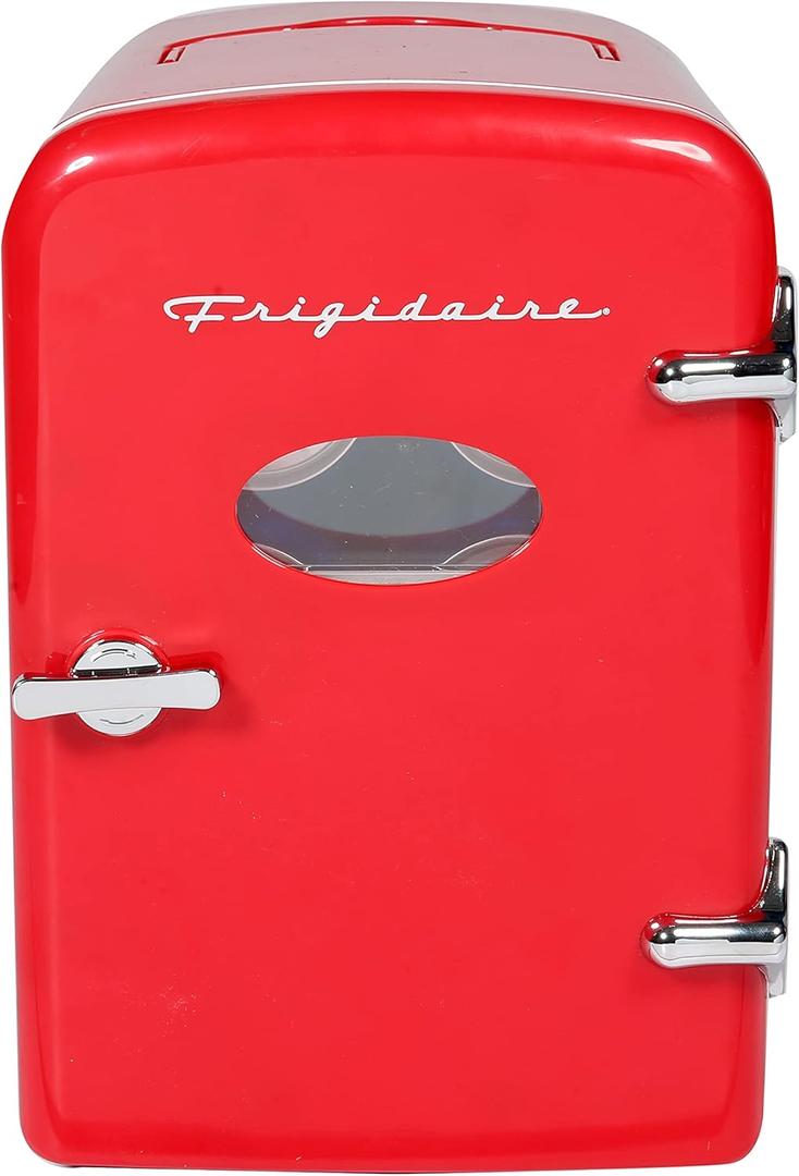 Frigidaire EFMIS175 Retro 9-Can Mini Personal Fridge Portable Cooler for Car, Office, Bedroom, Dorm Room, or Cabin, 11.8" D x 7.1" W x 10.1" H, Red