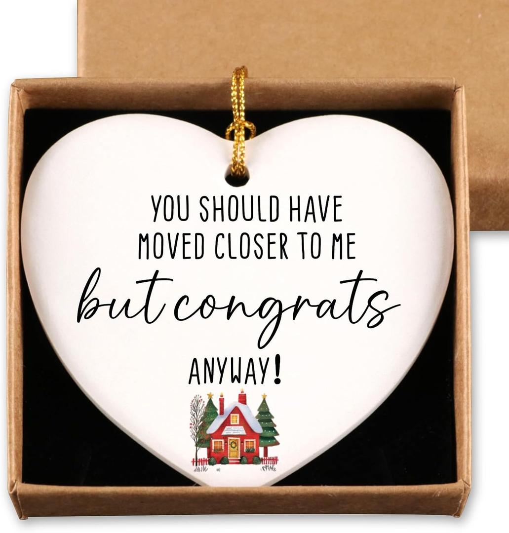 New House Gift Ideas New Apartment House Warming Gifts for Men Women Congratulations New Home Christmas Ceramic Heart Ornament