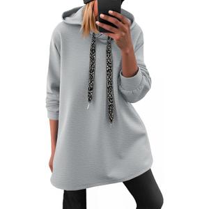 Fisoew Womens Casual Oversized Hoodies Loose Drawstring Long Sleeve Fleece Hooded Pullover Sweatshirts (Small, Grey)