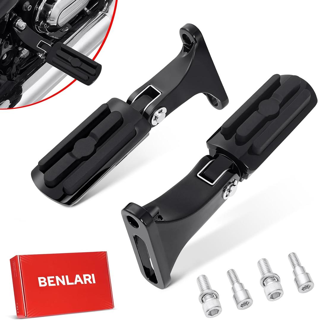 Benlari Passenger Foot Pegs, Passenger Mini Footboard Footpegs Fit for Harley Davidson Touring Road King Electra Glide Road Glide Street Glide 1993-2024 (Black)
