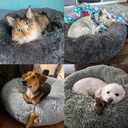 Calming Dog Bed for Small Melium Large Dogs Donut Washable Pet Bed for Puppy and Kitten Anti-Anxiety Donut Warming Cozy Soft Round Bed with Slip-Resistant Bottom (Grey, 24" L x 24" W x 8" Th)