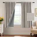 H.VERSAILTEX 100% Blackout Curtains Back Tab Full Light Blocking Curtain Draperies with Gray Coating Thermal Insulated Window Treatment Set of 2 Panels, 52" W x 63" L, Stone