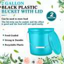 Ziliny 6 Pack 2 Gallon Plastic Bucket with Lid Heavy Duty Pail with Metal Handle Reusable Small Multipurpose Paint Buckets Container for Food Storage(Sky Blue)