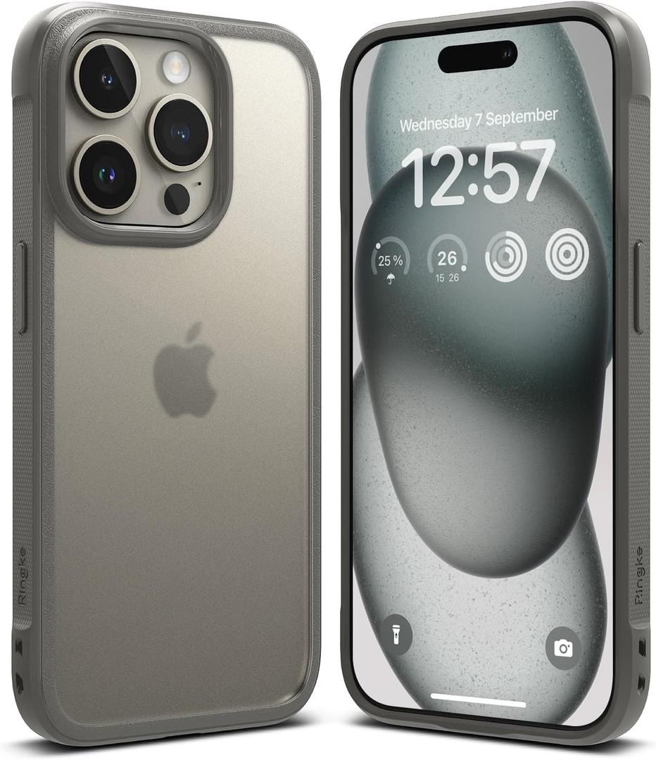 Ringke Fusion Bold for iPhone 15 Pro Max Case, Textured Sides for Grip, Anti-Yellowing Technology, Frosted Clear Back Resists Smudges - Matte Gray Ringke Fusion Bold for iPhone 15 Pro Max Case, Textured Sides for Grip, Anti-Yellowing Technology, Frosted Clear Back Resists Smudges - Matte Gray