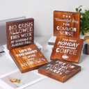 2 x Funny Office Sign, Solid Wood Sign - Humorous Office Decor, Funny Gifts for Boss & Coworkers (Put on Your Positive Pants, 7.9  7.9  1.2 in)