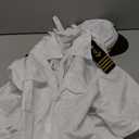 8PCS Yacht Captain Sailor Costume Adult Shirt with Hat Epaulets Gloves Accessories Set for Halloween and Role Playing (X-Large, White)