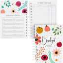 Paper Junkie Floral Monthly Budget Planner, Bill Organizer with 24 Pockets, Debt Payoff Tracker, Payment Checklist (5 x 7 In Budget Notebook)