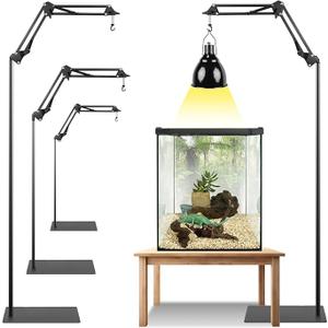 BETAZOOER 360° Adjustable Reptile Lamp Stand | Heavy Duty Metal Heat Lamp Holder (1254in) for Bearded Dragons, Snake Tanks | 180° Foldable & AntiSlip Base