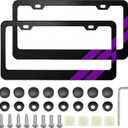 YOSRTER 2PCS Aluminum License Plate Frame for Dodge Accessories, License Plate Cover Frame Matte License Plate Cover Car Front and Rear Decoration (Purple Trim)