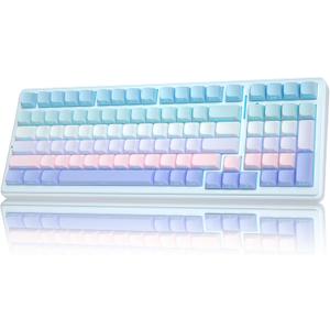 AULA F99 Wireless Mechanical Keyboard,Triple-Mode(BT5.0/2.4GHz/USB-C),Gasket Mounted Creamy Keyboard with Linear Switches, Side Printed PBT Keycaps,RGB Backlit PC Gaming Keyboards for Win/Mac (Blue Purple)