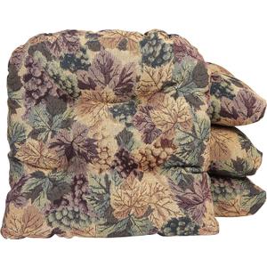 Klear Vu Gripper Overstuffed Universal Non-Slip Dining Chair Cushions for Kitchen Decor or Office Use, U-Shaped Skid-Proof Seat Pad, 15x15 Inches, Set of 4 (Pack of 1), Multi