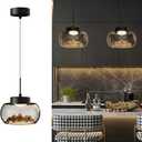 DROMEZ Pendant Lights Kitchen Island, Modern LED Pendant Light Fixtures with 7.8" Grey Glass Shade, 3000-6000K, 47" Adjustable Height Hanging Lighting for Dining Room Bedroom