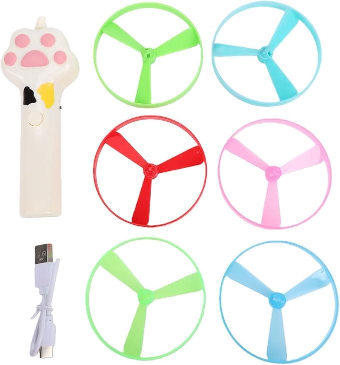 Battery Powered Cat Fetch Toy, Interactive Disc with 6 Flying Discs for Indoor & Outdoor Play