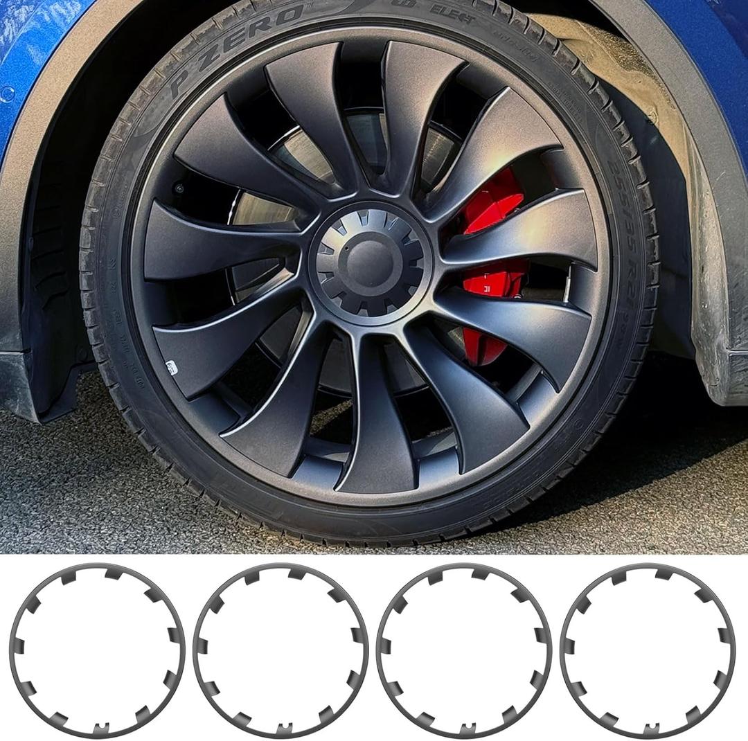 for Tesla Model Y 21 Inch Wheel Rim Protector Hubcaps Uberturbine Wheels Rim Cover Tire Trim Rings Gunpowder 4Pcs Model Y Accessories
