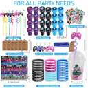 LiYiQ 292 Pcs Video Game Party Favors With Reusable Drinking Straws Cups Slap Bracelets Keychains Gift Tags Stamps Stickers and Twist Ties for Gamer Birthday Party Supplies (Blue and Black Game)