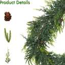 2Pcs 6FT Christmas Garland,Artificial Norfolk Pine/Cedar Garland for Table,Mantle, Wall, Indoor, Outdoor,Real Touch Winter Pine Garland Outdoor Christmas Decoration (Green)
