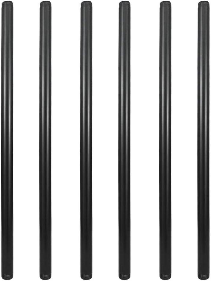 GeilSpace 6 Pack 1/2"  24" Pre-Cut Black Metal Pipe, Industrial Steel Fits Standard Half Inch Black Threaded Pipes and Fittings - Vintage DIY Industrial Shelving (1/2"  24")